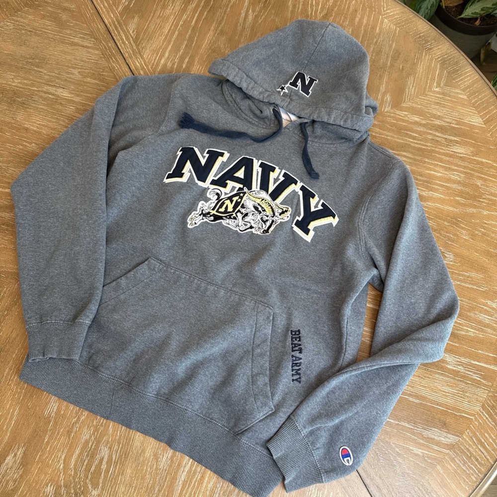 Champion Navy embroidered stitch patch Logo  Pullover Hoodie